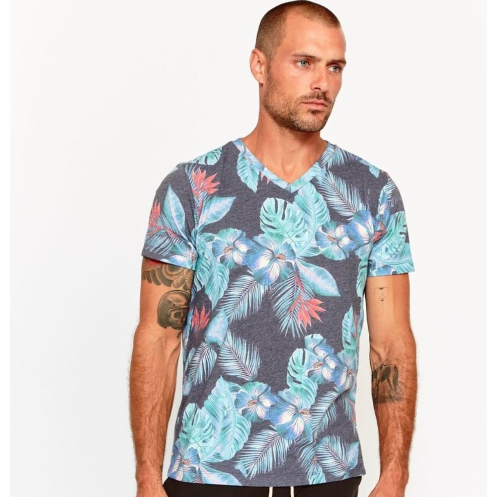 Sol Angeles-Men's Night Blooms V-neck Tee Size M